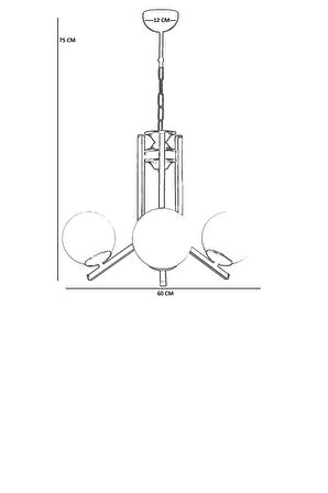 YENİ RUBY 3 LÜ SİYAH BEYAZ CAMLI AVİZE