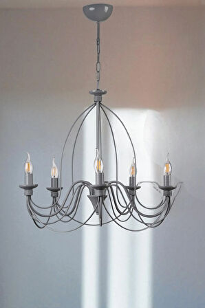 BERFİN 5 Lİ GRİ RUSTİK AVİZE