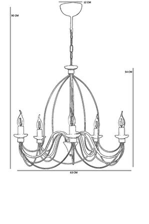 BERFİN 5 Lİ GRİ RUSTİK AVİZE