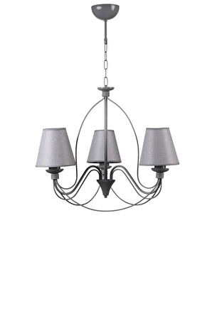 BERFİN 3 LÜ GRİ HASIR GRİ ABAJRULU AVİZE