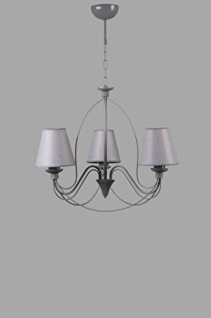 BERFİN 3 LÜ GRİ HASIR GRİ ABAJRULU AVİZE