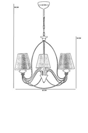 BERFİN 3 LÜ GRİ HASIR GRİ ABAJRULU AVİZE