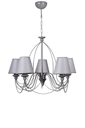 BERFİN 5 Lİ GRİ HASIR GRİ ABAJRULU AVİZE