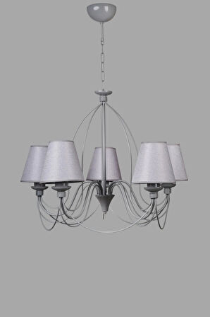 BERFİN 5 Lİ GRİ HASIR GRİ ABAJRULU AVİZE