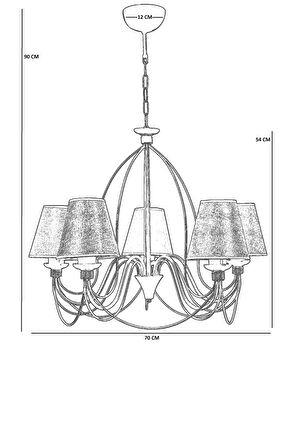 BERFİN 5 Lİ GRİ HASIR GRİ ABAJRULU AVİZE