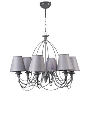 BERFİN 6 LI GRİ HASIR GRİ ABAJRULU AVİZE