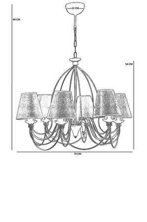 BERFİN 6 LI GRİ HASIR GRİ ABAJRULU AVİZE
