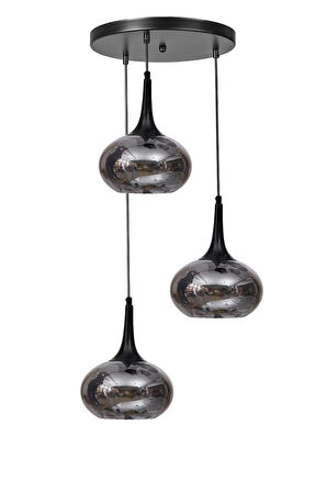 ZARA 3 LÜ TEPSİLİ SİYAH FÜME CAMLI SARKIT