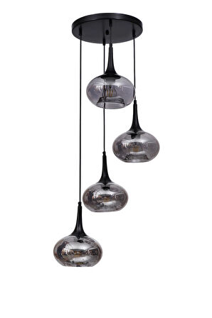 ZARA 4 LÜ TEPSİLİ SİYAH FÜME CAMLI SARKIT