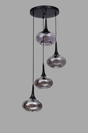 ZARA 4 LÜ TEPSİLİ SİYAH FÜME CAMLI SARKIT