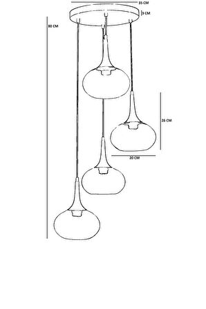 ZARA 4 LÜ TEPSİLİ SİYAH FÜME CAMLI SARKIT