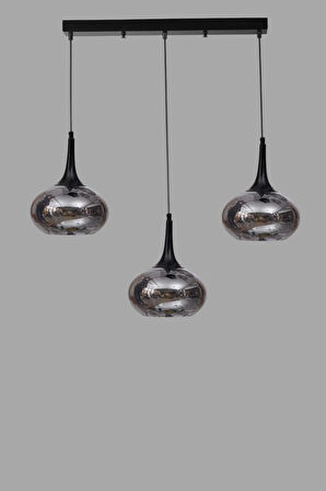 ZARA 3 LÜ SIRALI SİYAH FÜME CAMLI SARKIT