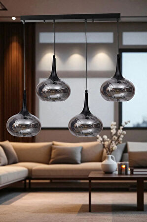 ZARA 4 LÜ SIRALI SİYAH FÜME CAMLI SARKIT