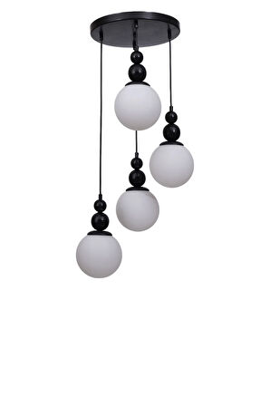 YAREN 4 LÜ TEPSİLİ SİYAH BEYAZ CAMLI SARKIT