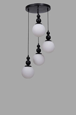 YAREN 4 LÜ TEPSİLİ SİYAH BEYAZ CAMLI SARKIT