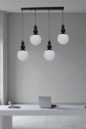 YAREN 4 LÜ SIRALI SİYAH BEYAZ CAMLI SARKIT