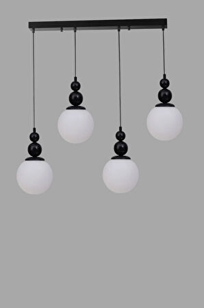 YAREN 4 LÜ SIRALI SİYAH BEYAZ CAMLI SARKIT