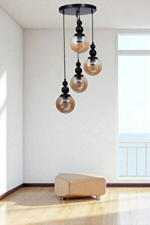 YAREN 4 LÜ TEPSİLİ SİYAH BAL CAMLI SARKIT