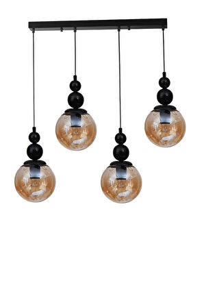 YAREN 4 LÜ SIRALI SİYAH BAL CAMLI SARKIT