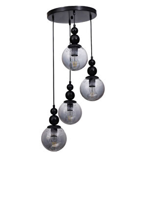 YAREN 4 LÜ TEPSİLİ SİYAH FÜME CAMLI SARKIT