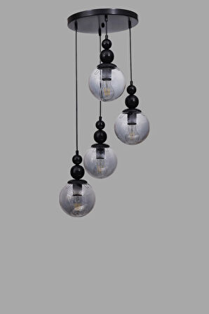 YAREN 4 LÜ TEPSİLİ SİYAH FÜME CAMLI SARKIT