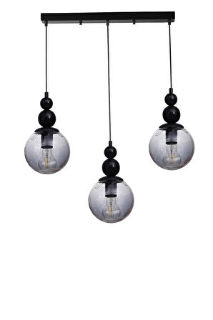 YAREN 3 LÜ SIRALI SİYAH FÜME CAMLI SARKIT