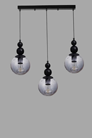 YAREN 3 LÜ SIRALI SİYAH FÜME CAMLI SARKIT