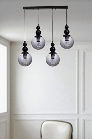 YAREN 4 LÜ SIRALI SİYAH FÜME CAMLI SARKIT