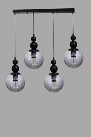 YAREN 4 LÜ SIRALI SİYAH FÜME CAMLI SARKIT