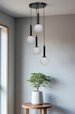 SEZGİ 4 LÜ TEPSİLİ SİYAH BEYAZ CAMLI SARKIT