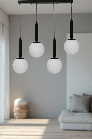 SEZGİ 4 LÜ SIRALI SİYAH BEYAZ CAMLI SARKIT