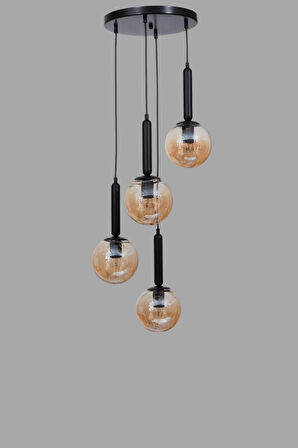 SEZGİ 4 LÜ TEPSİLİ SİYAH BAL CAMLI SARKIT