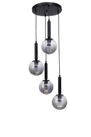 SEZGİ 4 LÜ TEPSİLİ SİYAH FÜME CAMLI SARKIT