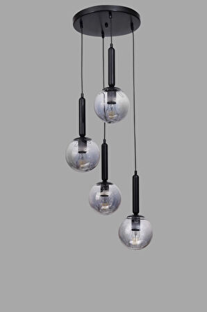 SEZGİ 4 LÜ TEPSİLİ SİYAH FÜME CAMLI SARKIT