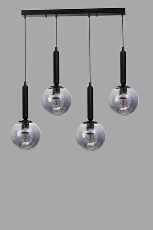 SEZGİ 4 LÜ SIRALI SİYAH FÜME CAMLI SARKIT