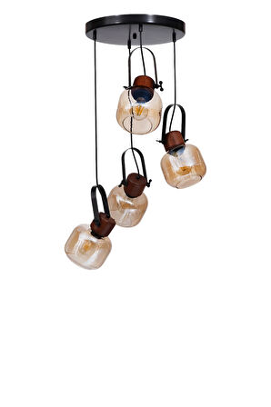 MASAL 4 LÜ TEPSİLİ SİYAH BAL CAMLI SARKIT