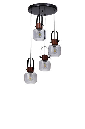 MASAL 4 LÜ TEPSİLİ SİYAH FÜME CAMLI SARKIT