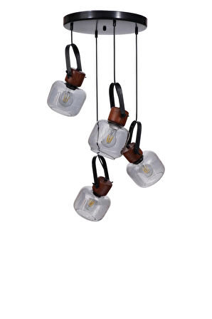 MASAL 4 LÜ TEPSİLİ SİYAH FÜME CAMLI SARKIT