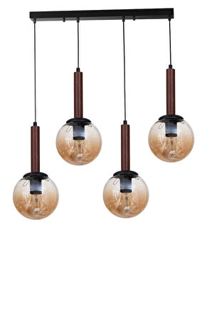 IŞIL 4 LÜ SIRALI CEVİZ BAL CAMLI SARKIT