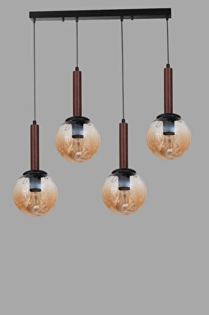 IŞIL 4 LÜ SIRALI CEVİZ BAL CAMLI SARKIT