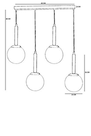 IŞIL 4 LÜ SIRALI CEVİZ BAL CAMLI SARKIT