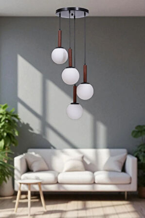 IŞIL 4 LÜ TEPSİLİ CEVİZ BEYAZ CAMLI SARKIT