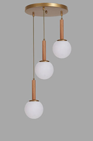 IŞIL 3 LÜ TEPSİLİ NATUREL BEYAZ CAMLI SARKIT