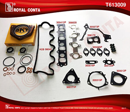 Fiat Motor Takım Contası Skt Keceli Subap Lastıklı Doblo Punto Strada 1,9jtd (182,b9,000 188,a2,000 Motor - Royal T613009