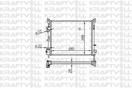 Renault Motor Radyator Clio II Thalıa 1,5dci 09> Mekanık Klimalı (480*414*34) (mt) - Kraftvoll 08040064
