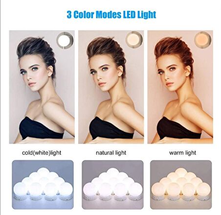 SGE TEKNOLOJİ10 LED AMPUL AYARLANABİLİR MAKYAJ AYNA IŞIĞI