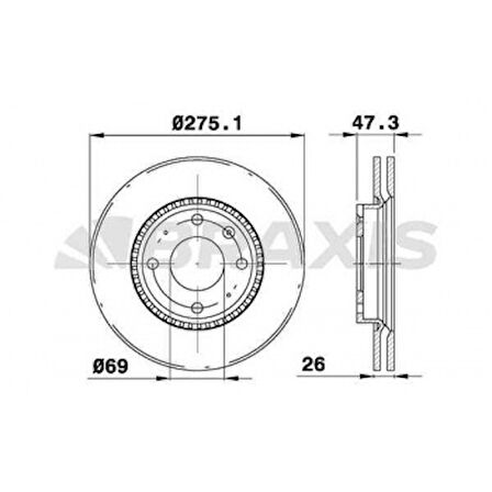 Kia On Fren Disk Aynası Havalı Kia Cerato 2004-> (275x4) - Braxıs Ae0510