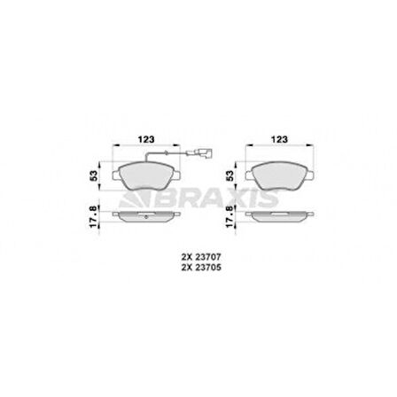 Fiat On Fren Balatası Fiat Bravo II Fiorıno Panda Stilo 05> Citroën Nemo 10> Peugeot Bipper 10> - Braxıs Ab0012