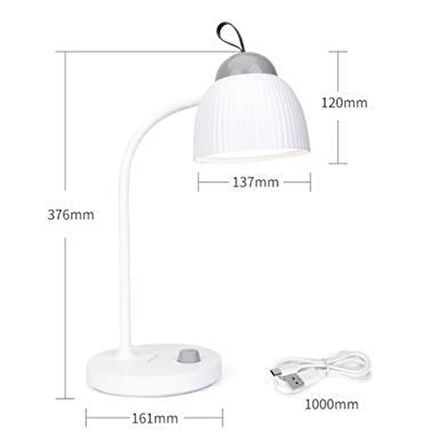 WellHise WD-6075 Dimmerli Led Ayarlanabilir Kablosuz Type-C Şarjlı Masa Lambası 