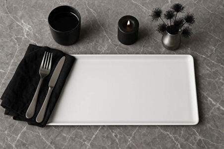 Tan 35x15 Cm Dikdörtgen Tavuk Dünyası Sunum Tabağı